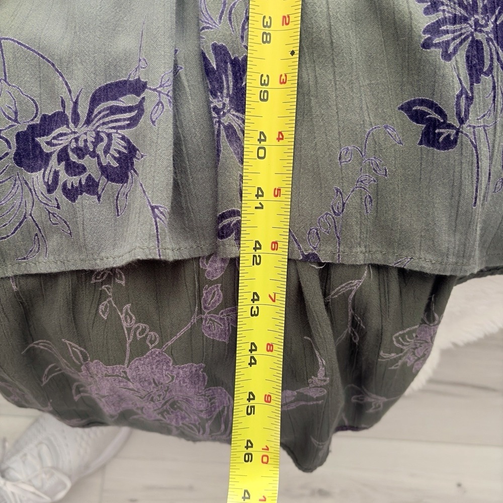 Angie Midi Dress Size M Olive Green Boho/Festival3/4 Sleeve Tiered Gypsy V-Neck - Picture 10 of 11